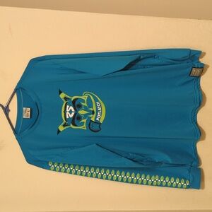 Five ultimate electre fabric potlatch blue long sleeve shirt size large